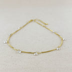 Mondsee 18k Gold Filled Box Chain & Dangling CZ Stones Necklace | 18k Gold Filled Jewelry