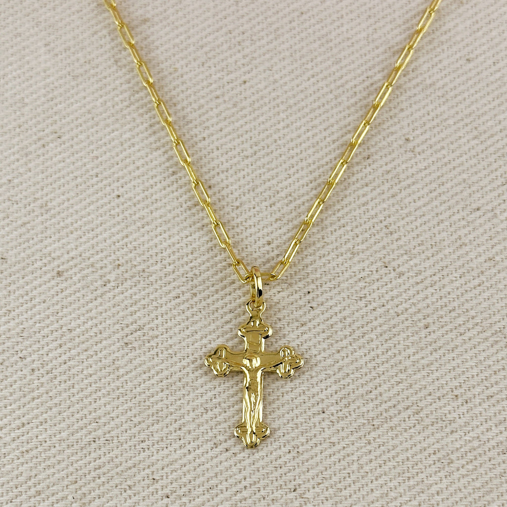 18k Gold Filled Delicate Crucifix Pendant