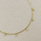 Mondsee 18K Gold Filled Paperclip Chain with Bezel CZ Drops Necklace | 18k Gold Filled Jewelry