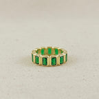 Mondsee 18k Gold Filled Chunky Emerald CZ Eternity Band Ring | 18k Gold Filled Jewelry