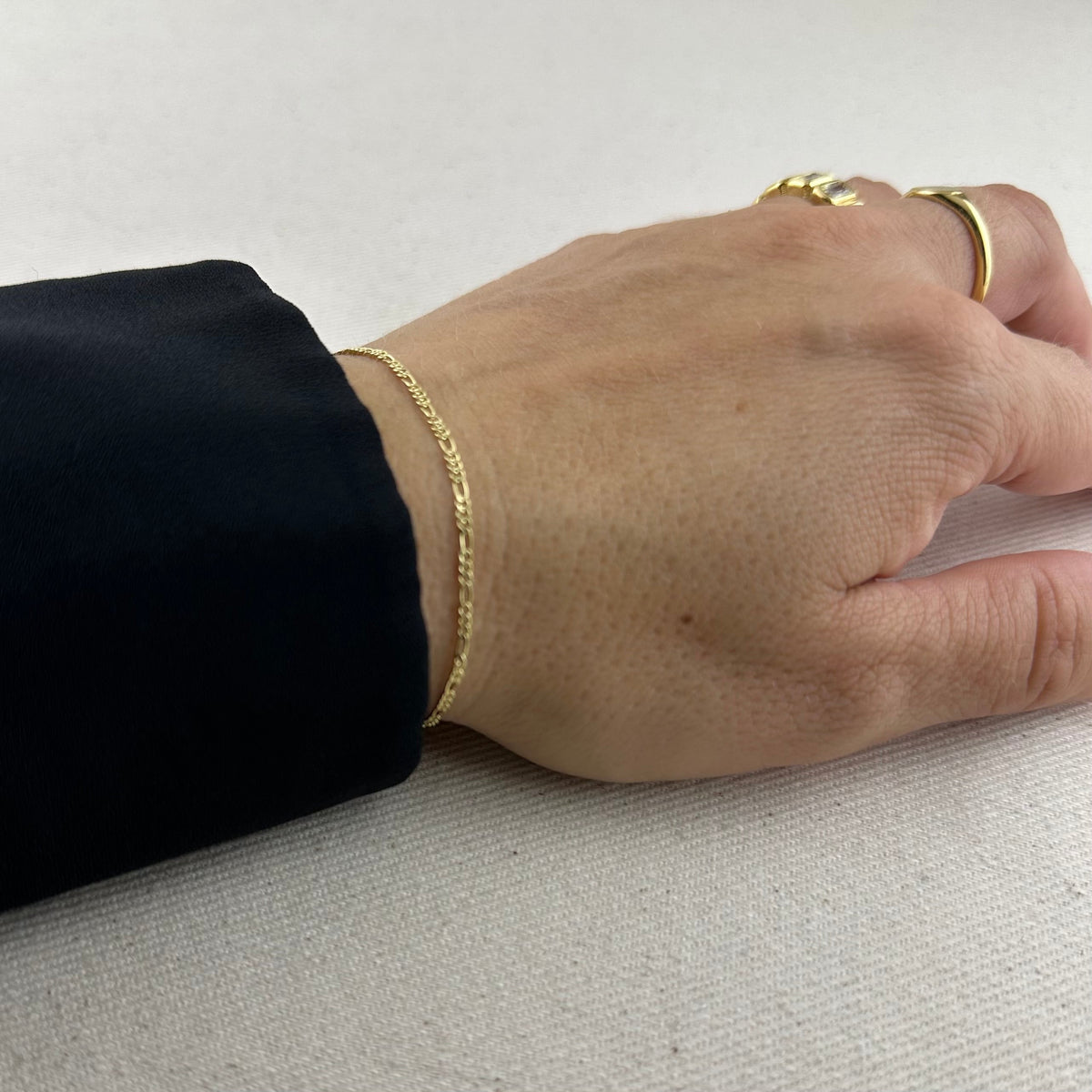 18k Gold Filled 1.5mm Figaro Chain Bracelet