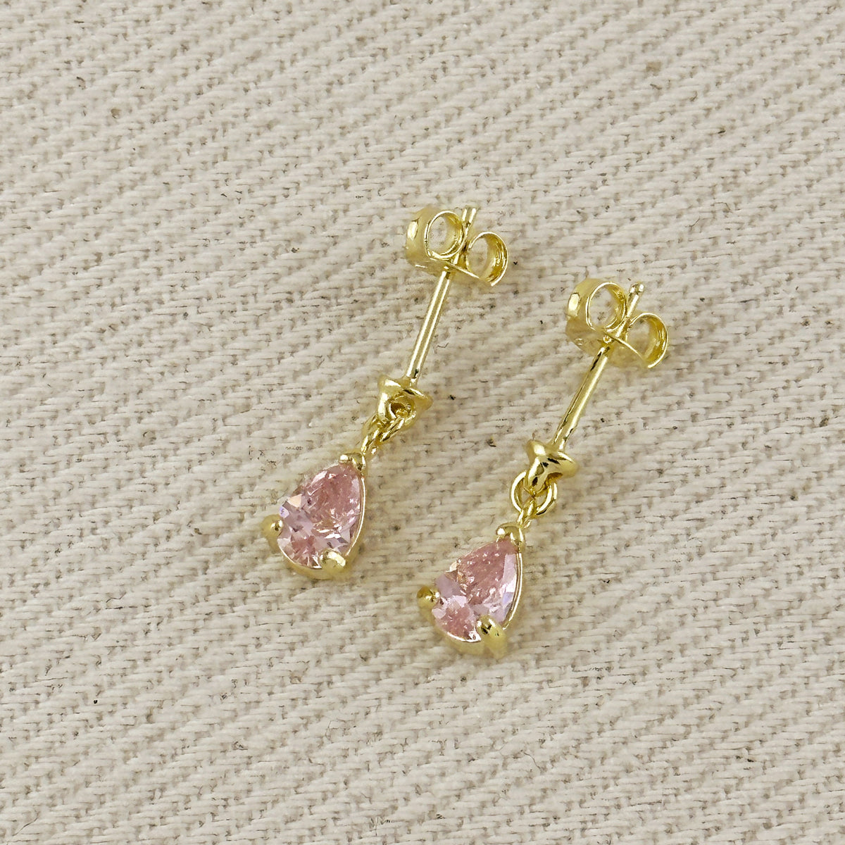 18k Gold Filled Colored CZ Teardrop Earrings – Tourmaline