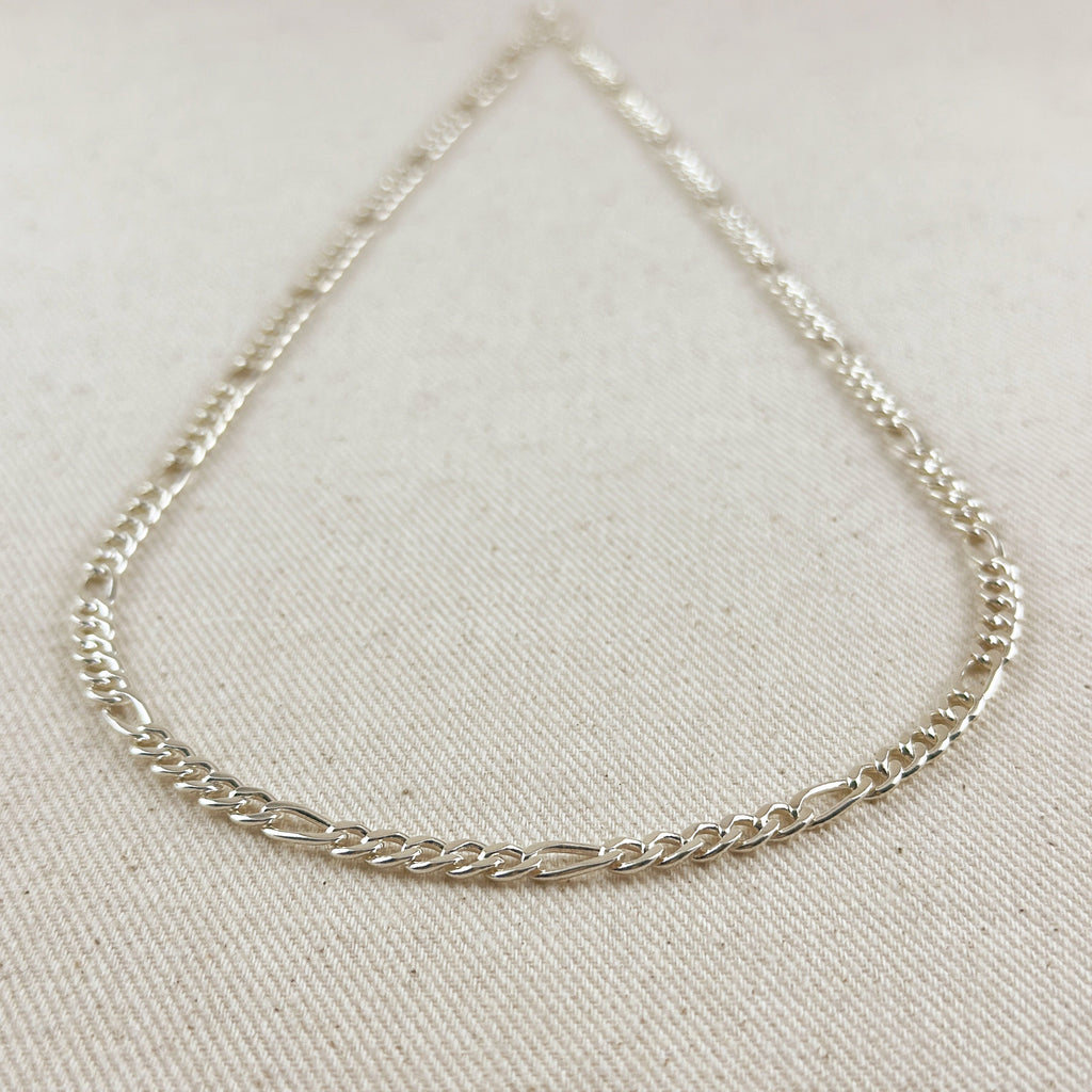 Mondsee Sterling Silver Figaro 5x1 Chain 4.8mm | 18k Gold Filled Jewelry
