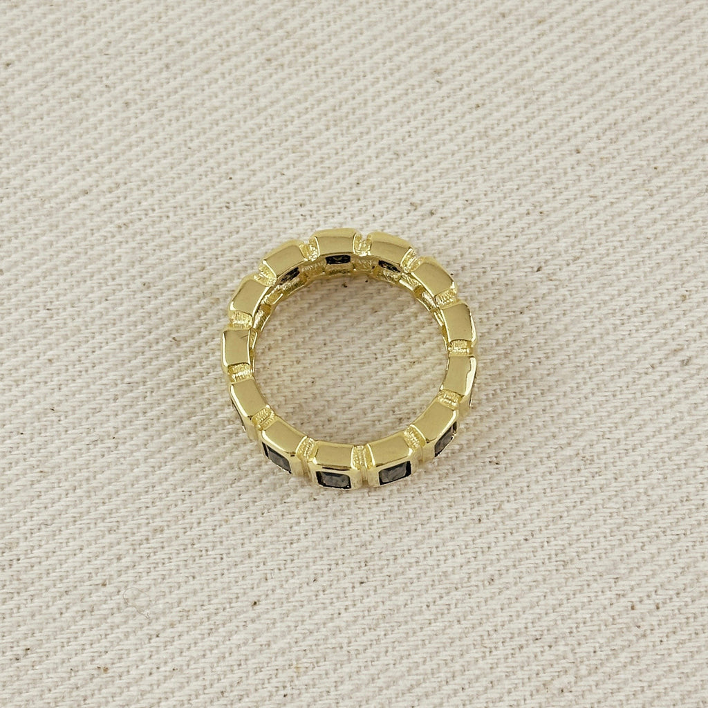 Mondsee 18k Gold Filled Chunky Black Onyx CZ Eternity Band Ring | 18k Gold Filled Jewelry
