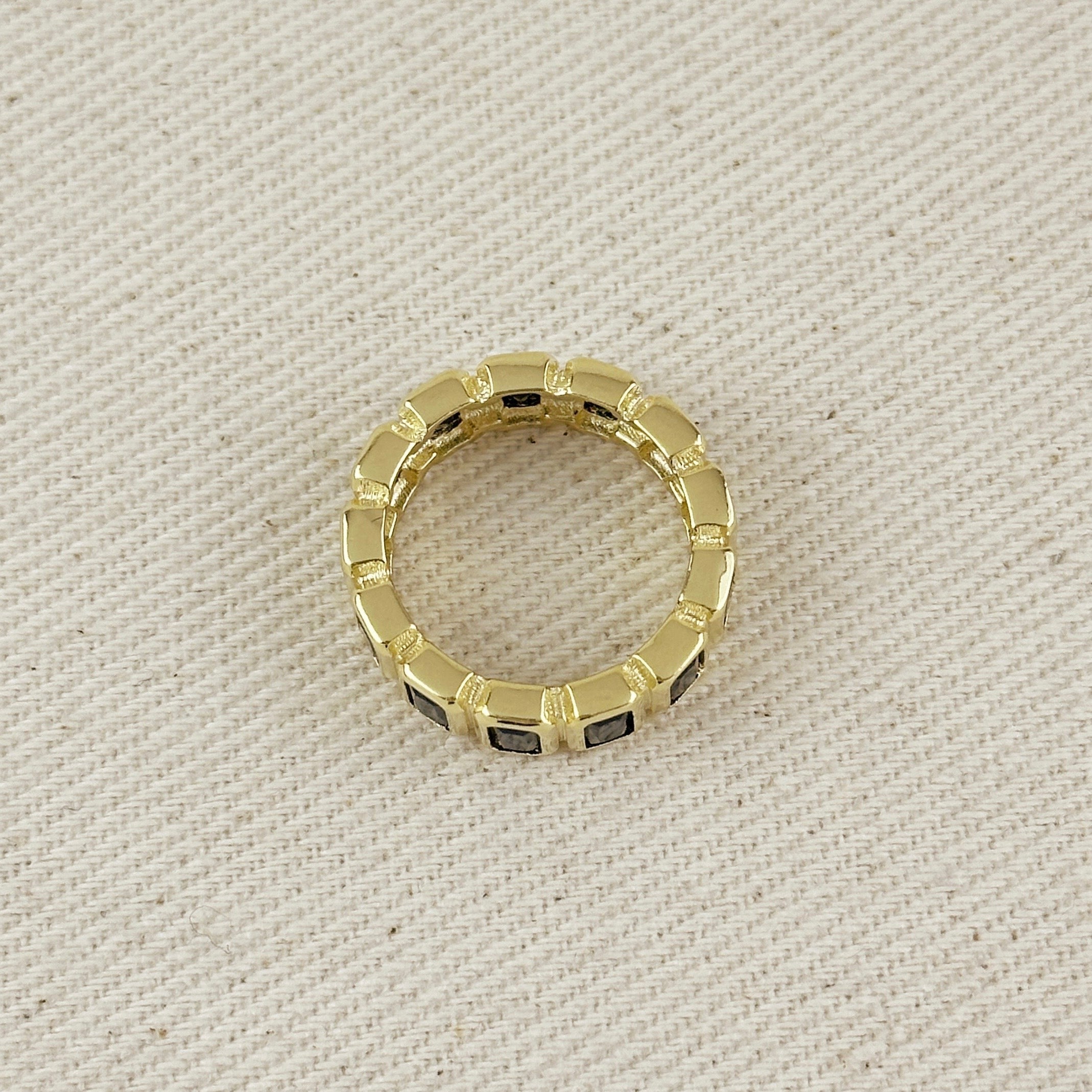 Mondsee 18k Gold Filled Chunky Black Onyx CZ Eternity Band Ring | 18k Gold Filled Jewelry