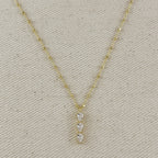 18k Gold Filled Triple CZ Drop Necklace