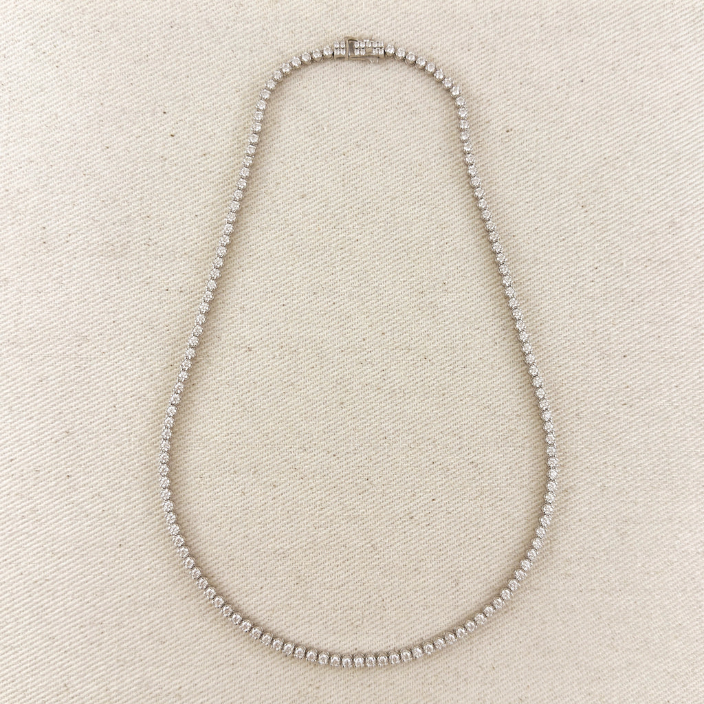 .925 Sterling Silver Rhodium Plated 2.25mm Moissanite Necklace