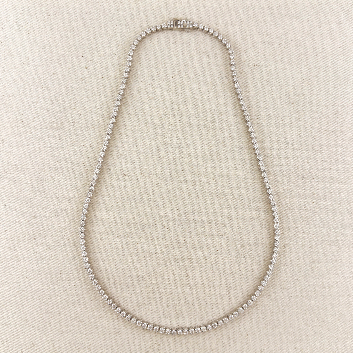 .925 Sterling Silver Rhodium Plated 2.25mm Moissanite Necklace