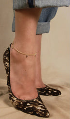 Mondsee 18k Gold Filled 2mm Curb Chain With Bezel CZ Drops Anklet | 18k Gold Filled Jewelry