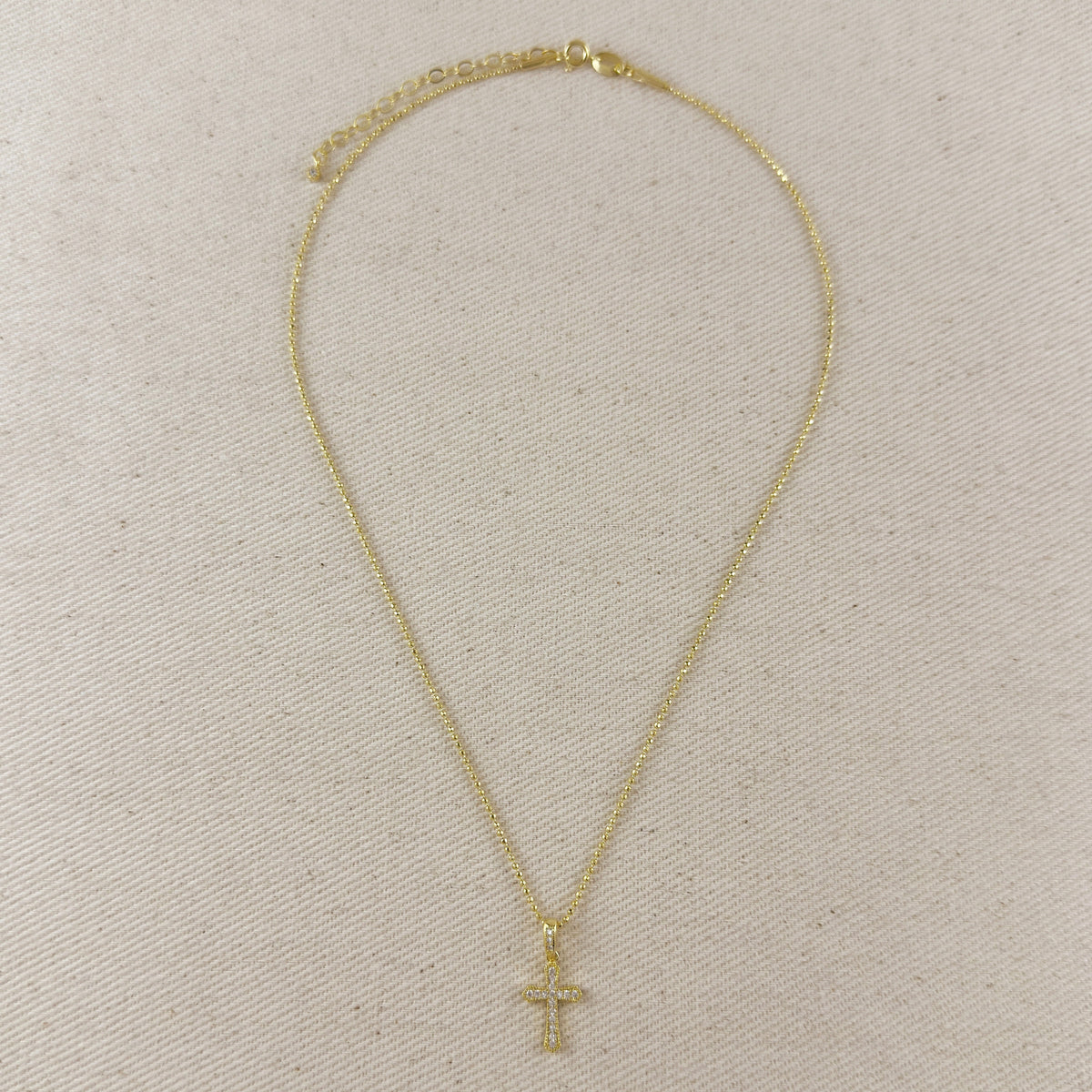 18k Gold Filled CZ Cross Necklace