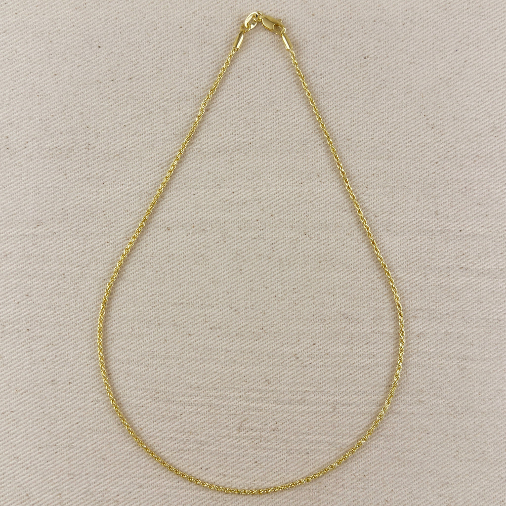 18k Gold Filled 1.7mm Rope Chain