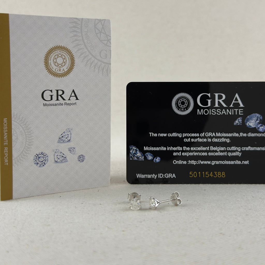 .925 Sterling Silver Rhodium Plated 1.0ct Moissanite Stud Earrings