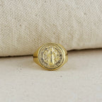 18k Gold Filled Saint Benedict Signet Ring