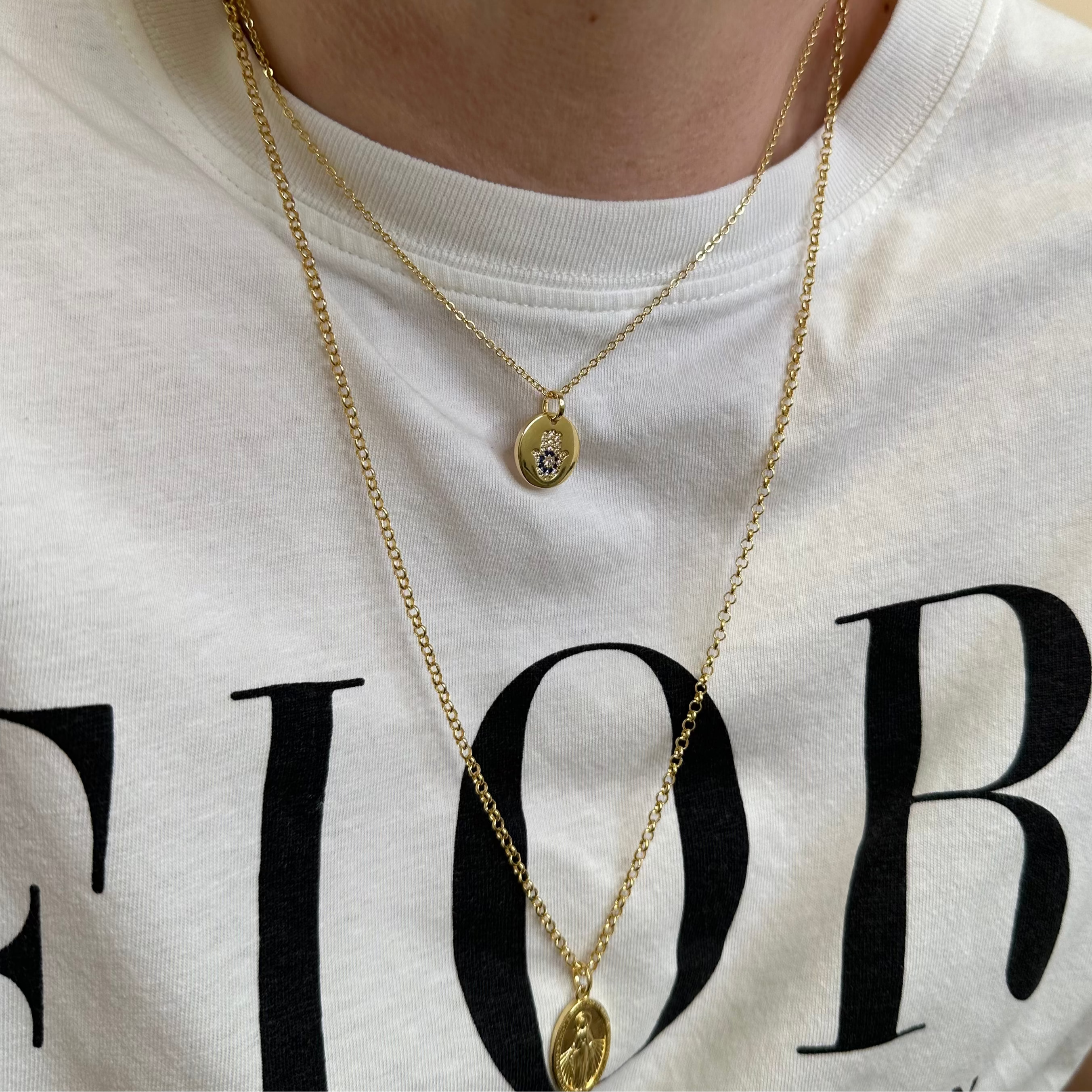 Mondsee 18k Gold Filled Hamsa Plate Pendant Necklace | 18k Gold Filled Jewelry