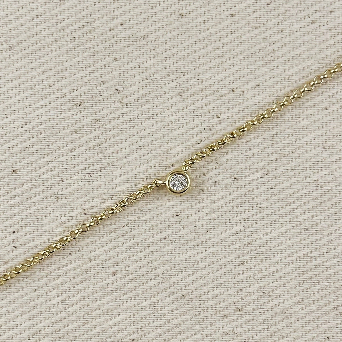 18k Gold Filled Dainty Bezel CZ Birthstone Necklace – April