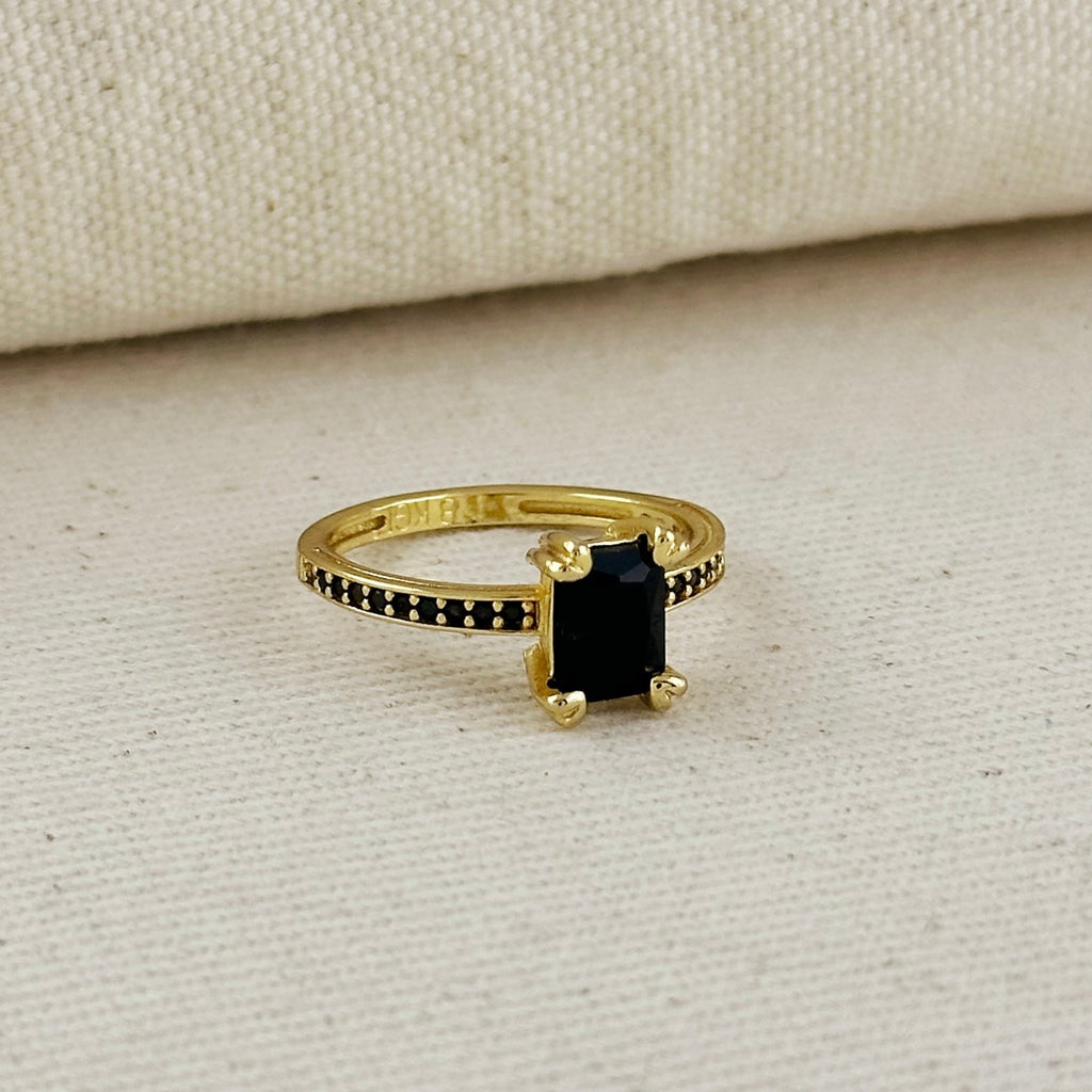 Mondsee 18k Gold Filled Black Solitaire Ring | 18k Gold Filled Jewelry