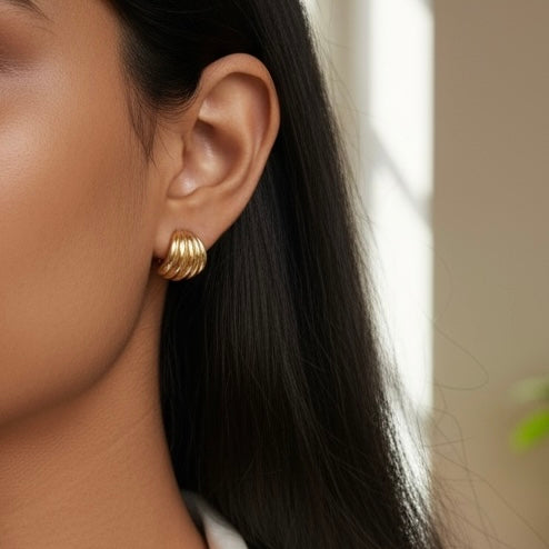 Mondsee 18k Gold Filled Groove C-Hoop Earrings | 18k Gold Filled Jewelry