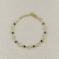 18k Gold Filled Black Bezel CZ & Circles Bracelet