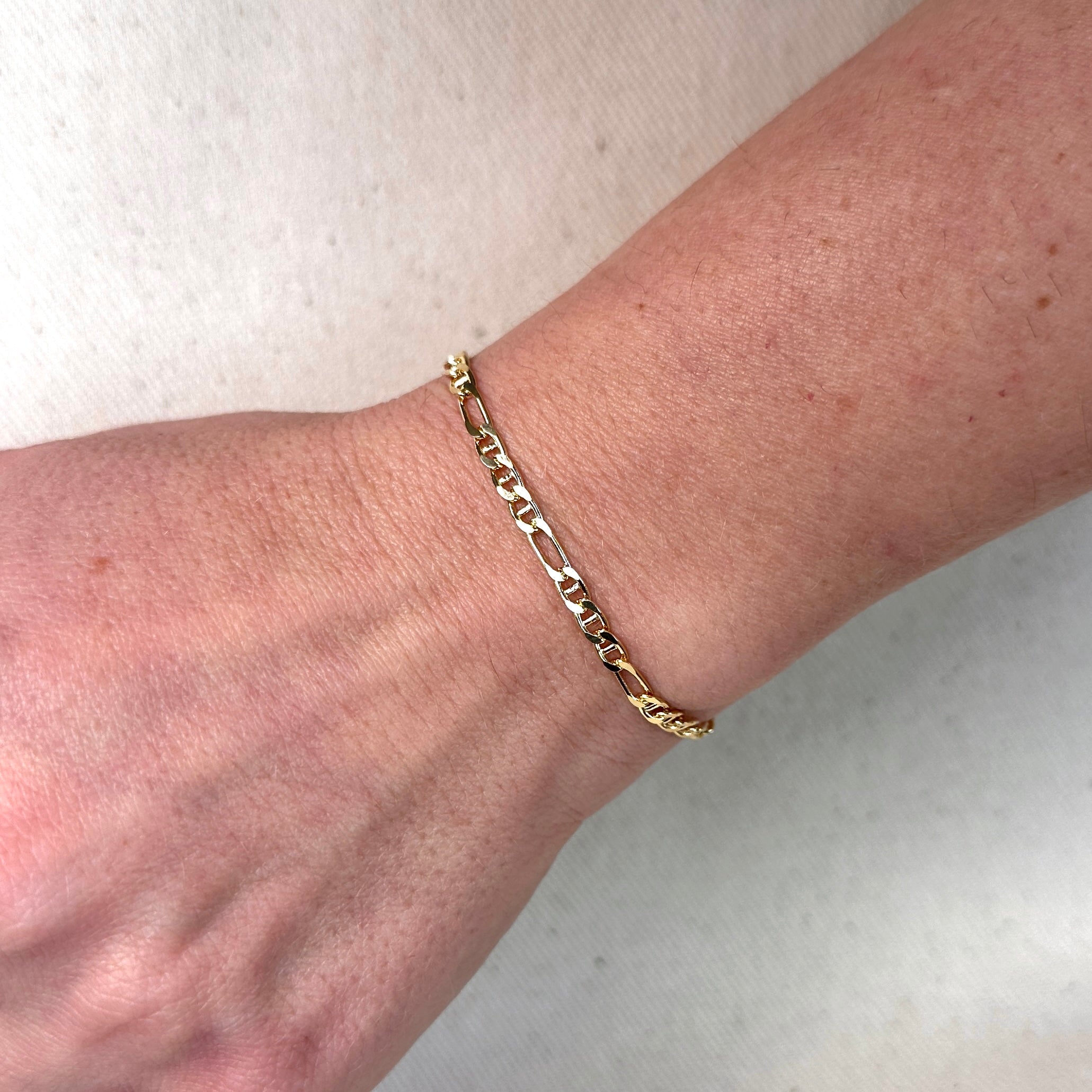 Mondsee 18k Gold Filled 3.5mm Figaro Mariner Bracelet | 18k Gold Filled Jewelry