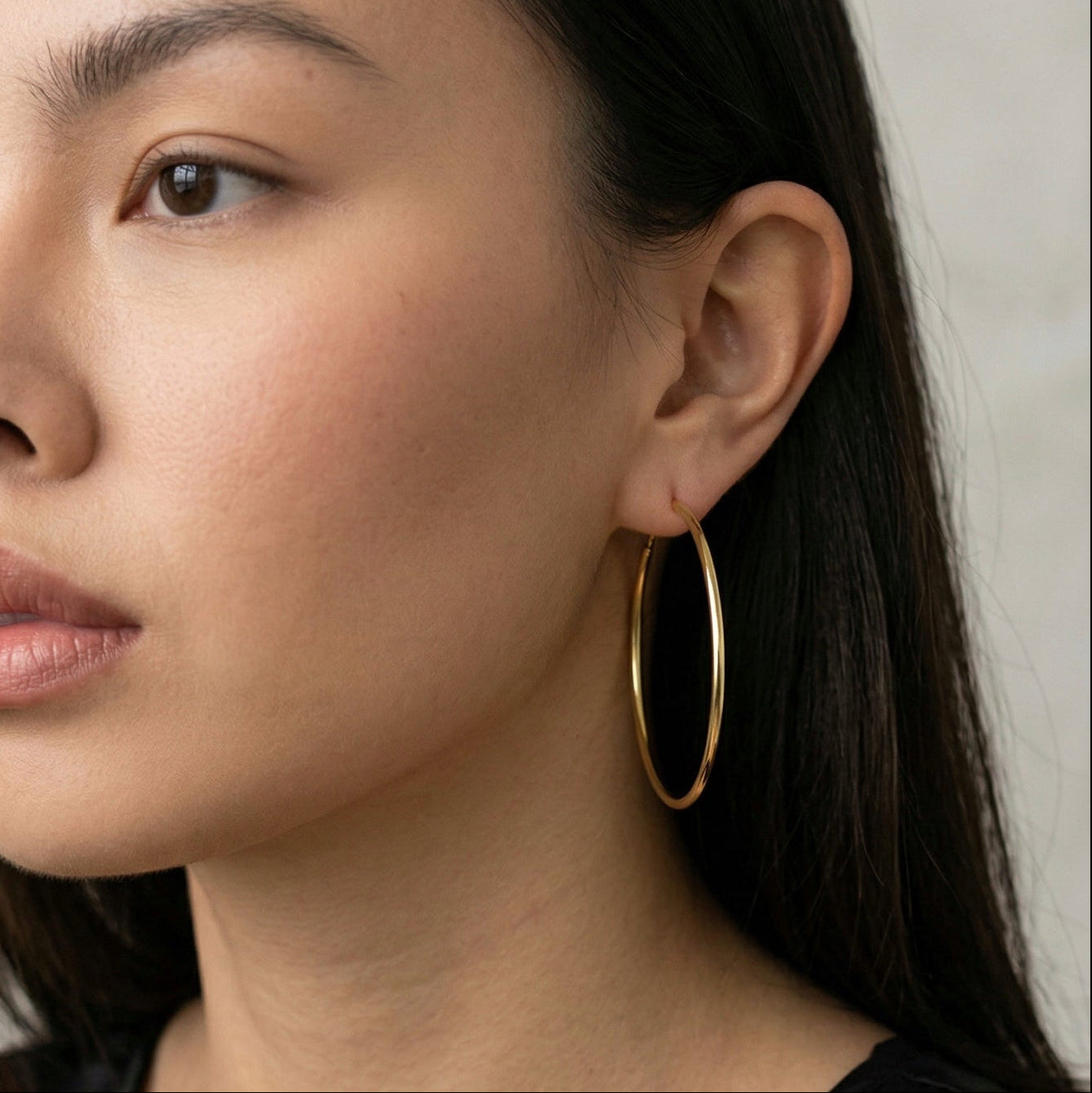 Mondsee 18k Gold Filled Hollowed Endless Continuous Hoop Earrings | 18k Gold Filled Jewelry