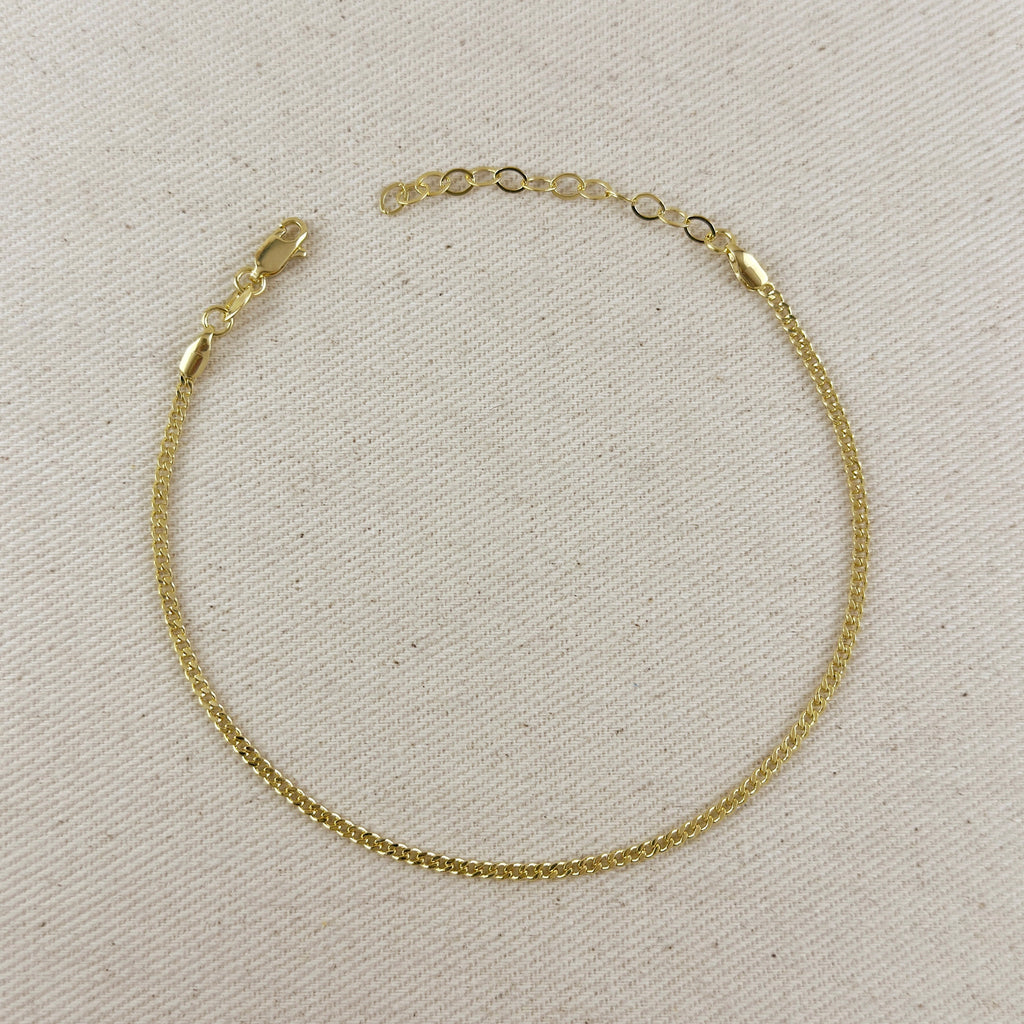 Mondsee 18k Gold Filled 2.0mm thickness Cuban Anklet | 18k Gold Filled Jewelry