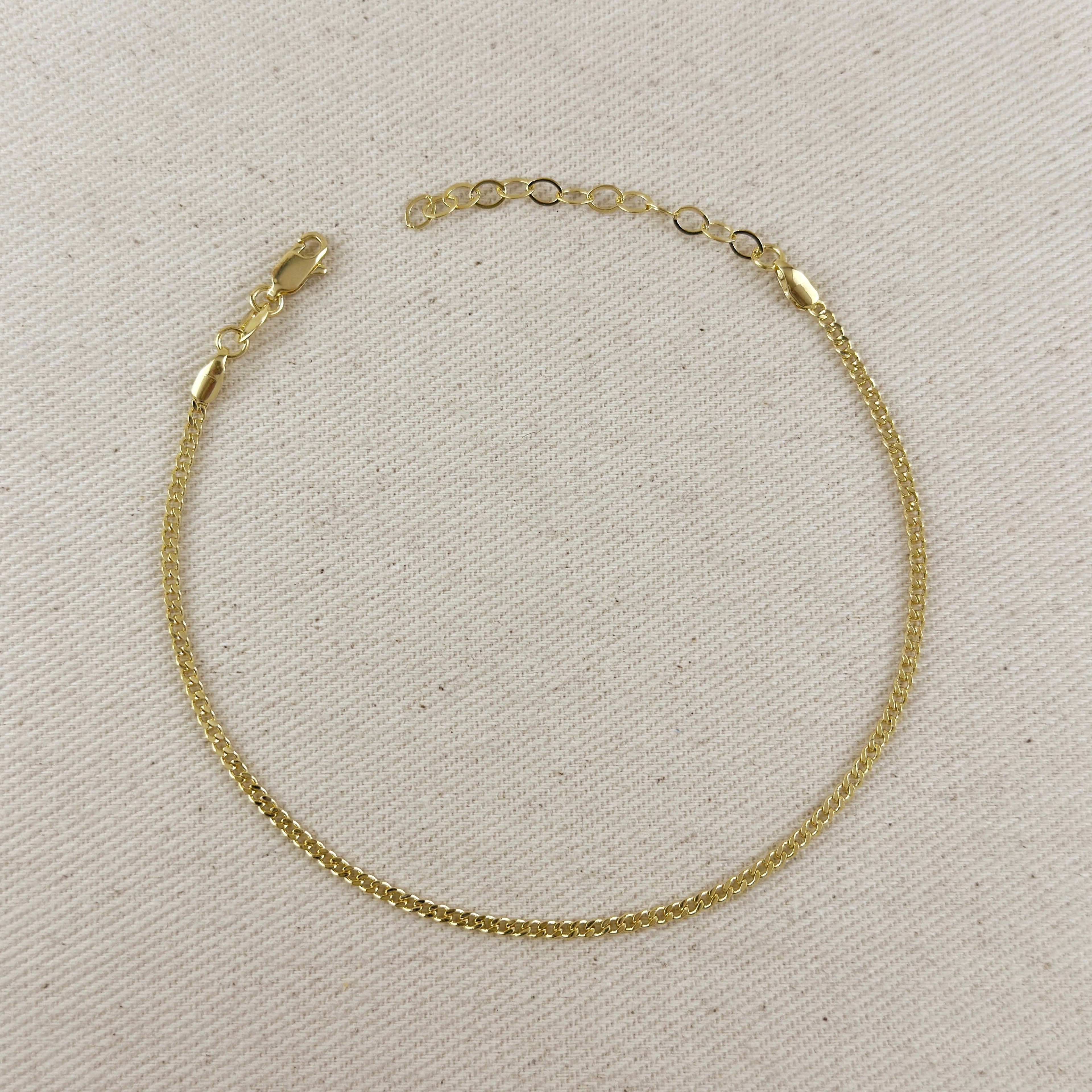 Mondsee 18k Gold Filled 2.0mm thickness Cuban Anklet | 18k Gold Filled Jewelry