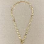 18k Gold Filled Paperclip Chain With Round Clicker Clasp Necklace