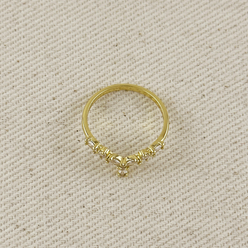 18k Gold Filled  Mixed CZ Y Ring
