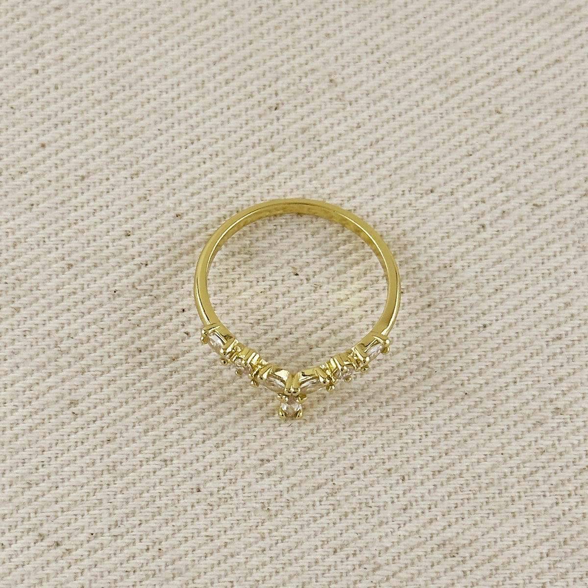 18k Gold Filled  Mixed CZ Y Ring