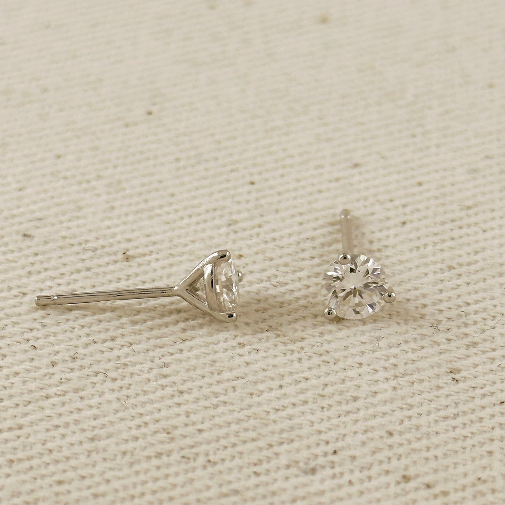 .925 Sterling Silver Rhodium Plated 1.0ct Moissanite Stud Earrings