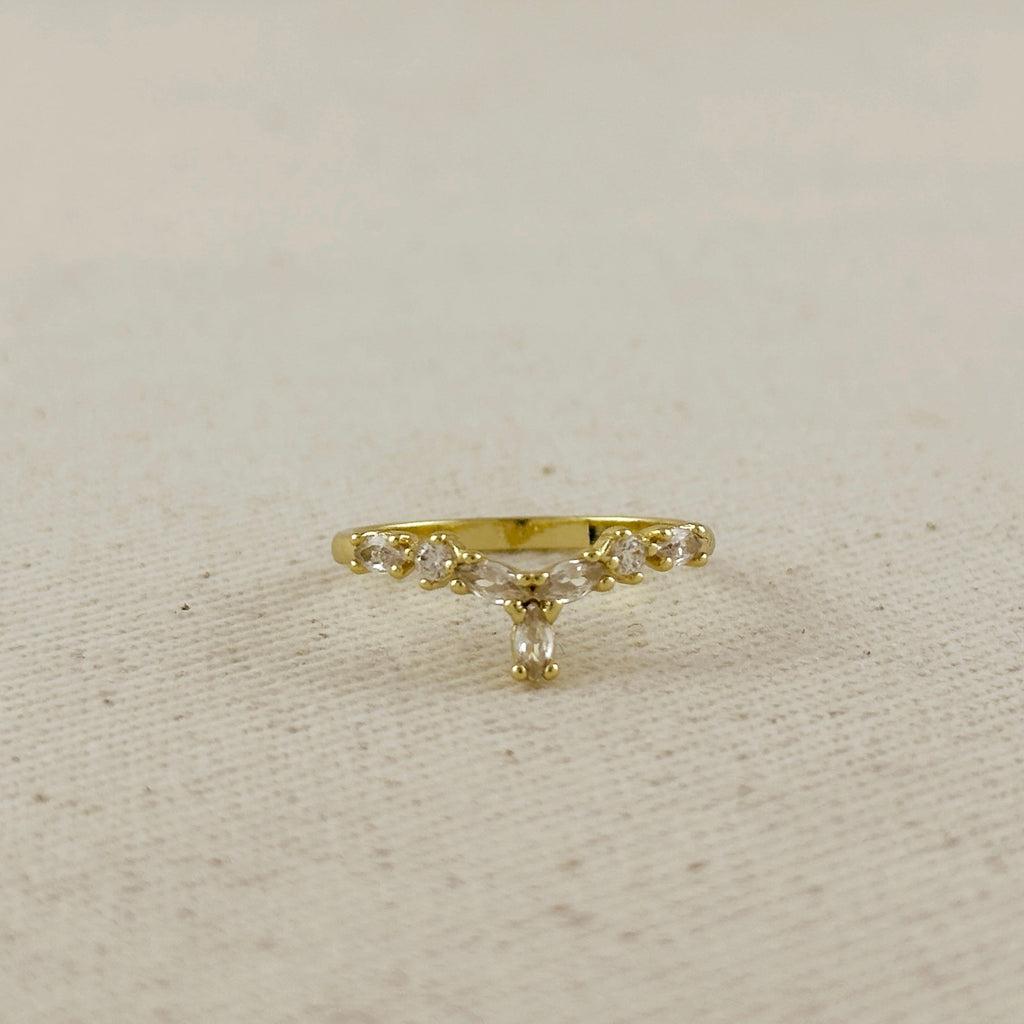 18k Gold Filled  Mixed CZ Y Ring