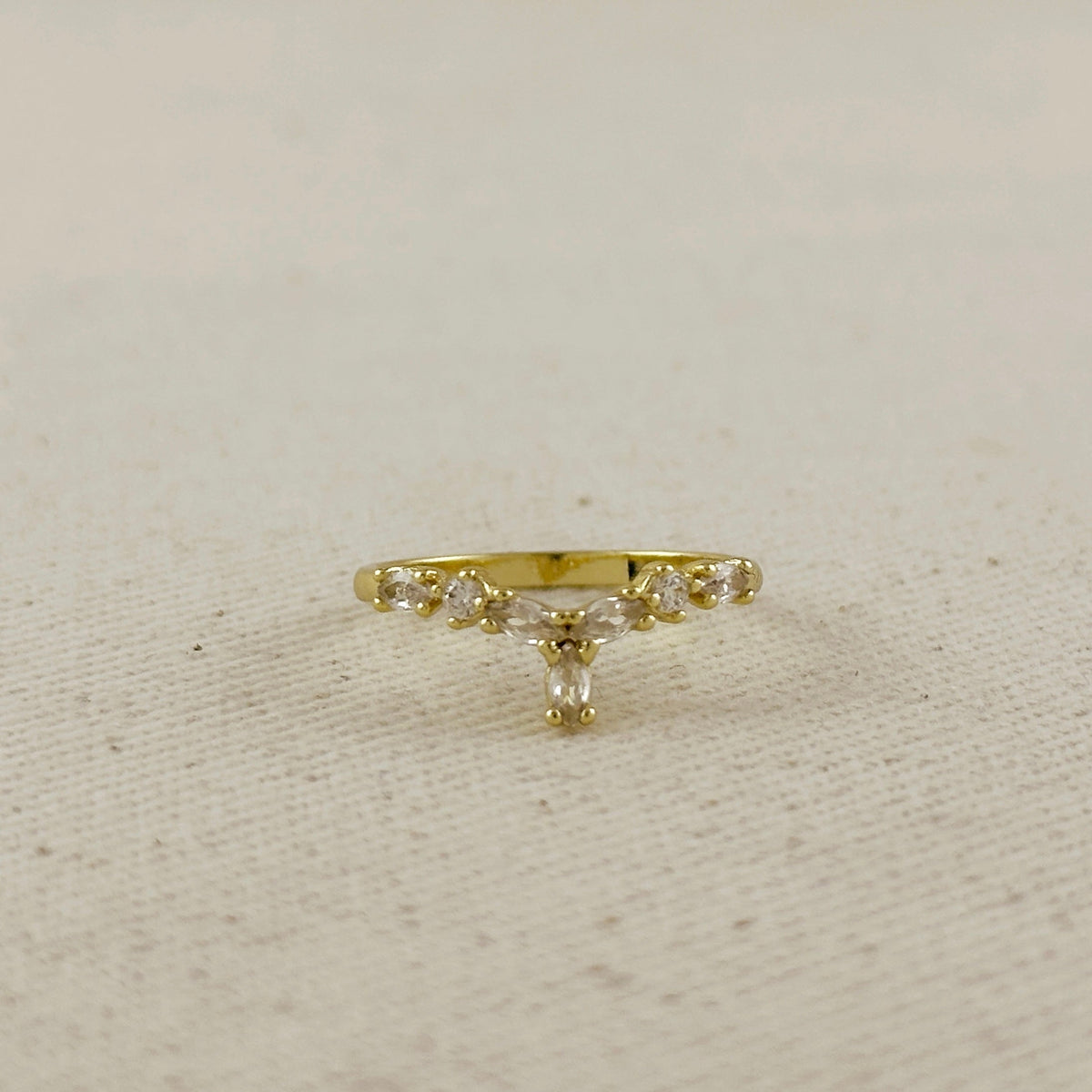 18k Gold Filled  Mixed CZ Y Ring