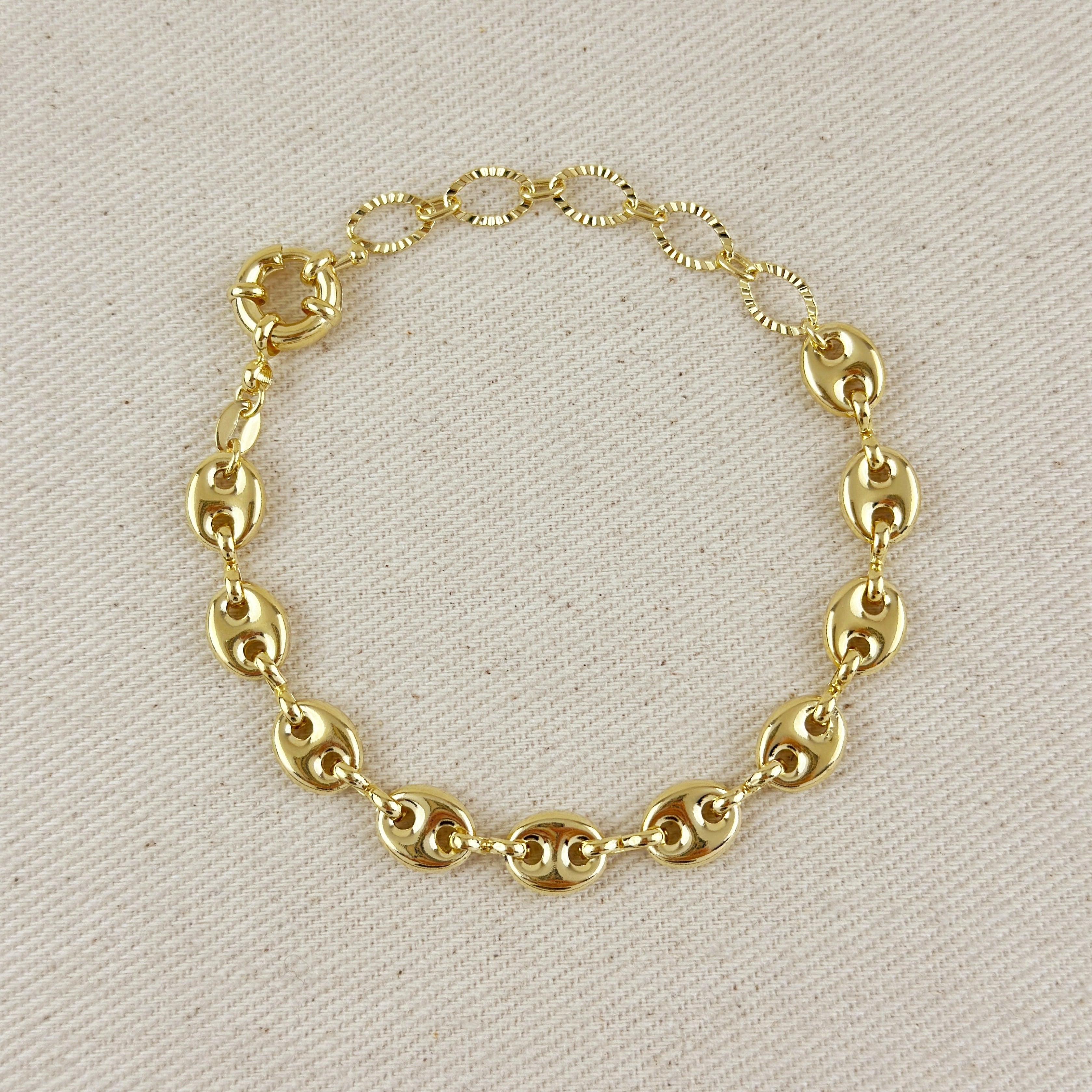 Mondsee 18k Gold Filled Puffy Mariner Bracelet | 18k Gold Filled Jewelry