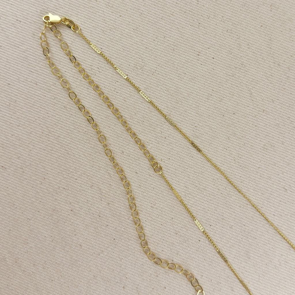 18k Gold Filled Pressed Detail Belly Chain