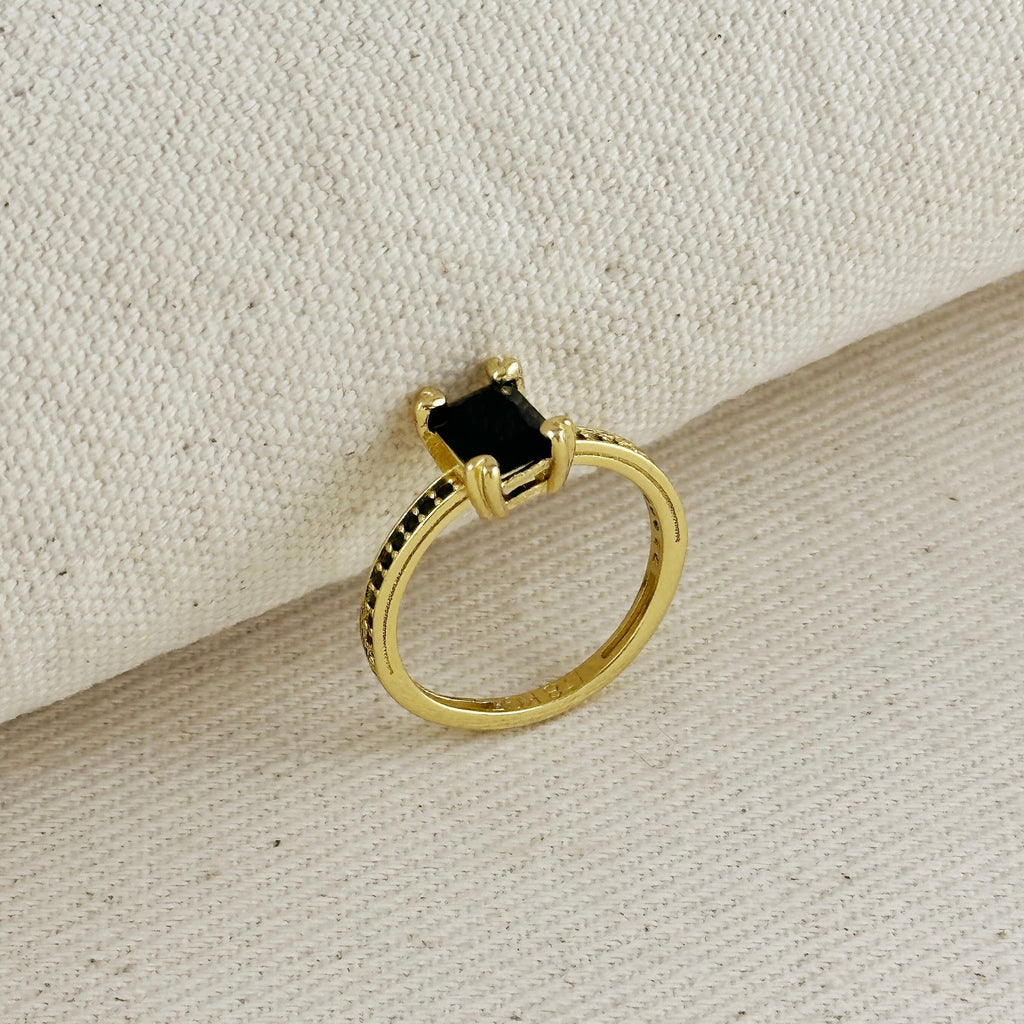 Mondsee 18k Gold Filled Black Solitaire Ring | 18k Gold Filled Jewelry