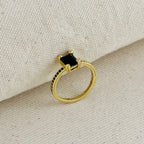 Mondsee 18k Gold Filled Black Solitaire Ring | 18k Gold Filled Jewelry