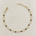 Mondsee 18k Gold Filled Black Bezel CZ & Circles Anklet | 18k Gold Filled Jewelry