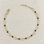 Mondsee 18k Gold Filled Black Bezel CZ & Circles Anklet | 18k Gold Filled Jewelry