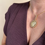 Mondsee 18k Gold Filled Double Sided Lady Mother of Grace Pendant | 18k Gold Filled Jewelry