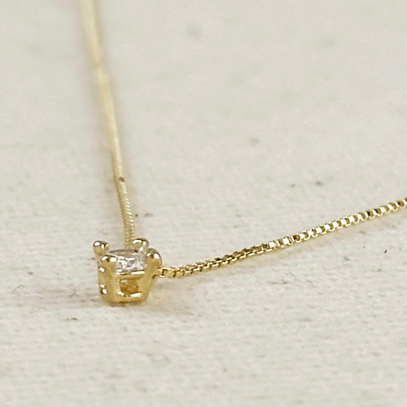Mondsee 18k Gold Filled Mini CZ Solitaire Necklace | 18k Gold Filled Jewelry