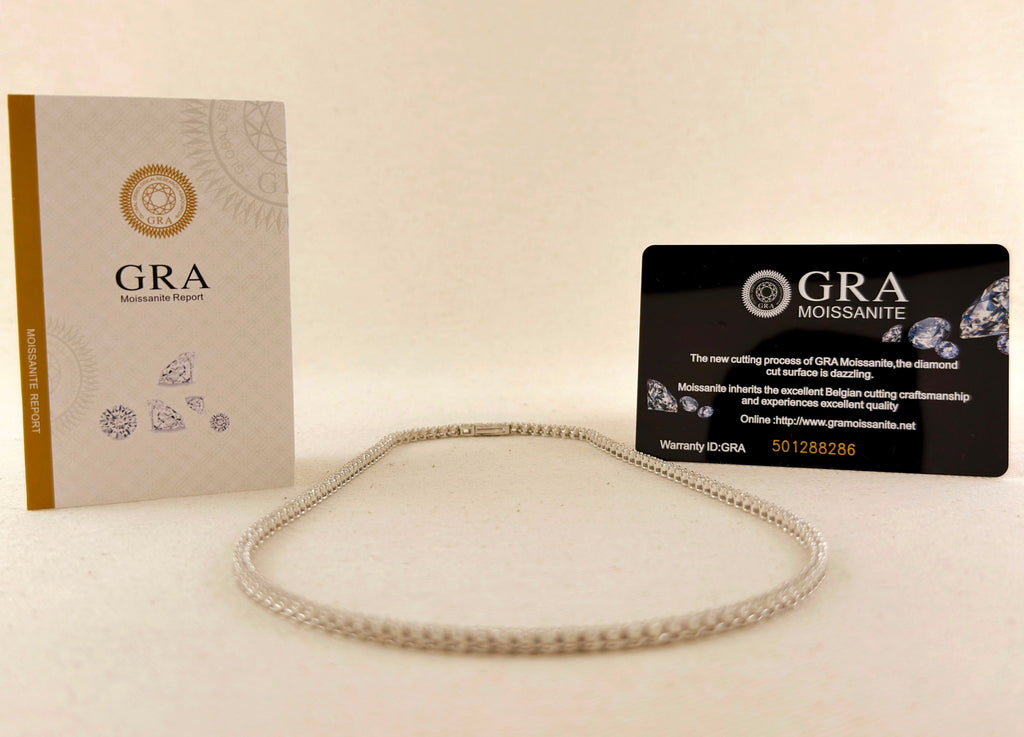 .925 Sterling Silver Rhodium Plated 2.25mm Moissanite Necklace