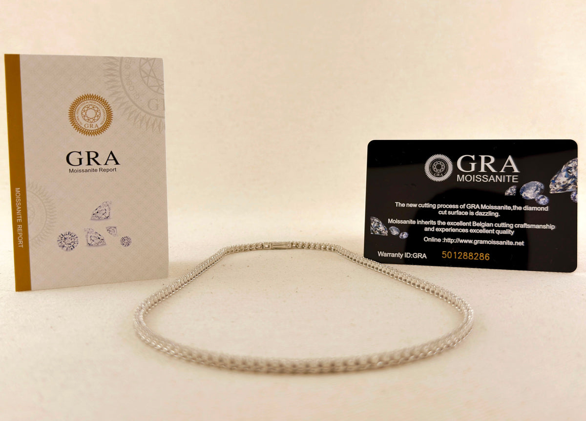 .925 Sterling Silver Rhodium Plated 2.25mm Moissanite Necklace