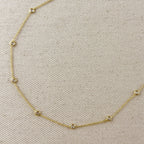 18k Gold Filled CZ Bezel Detailed Belly Chain