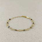 18k Gold Filled Black Bezel CZ & Circles Bracelet