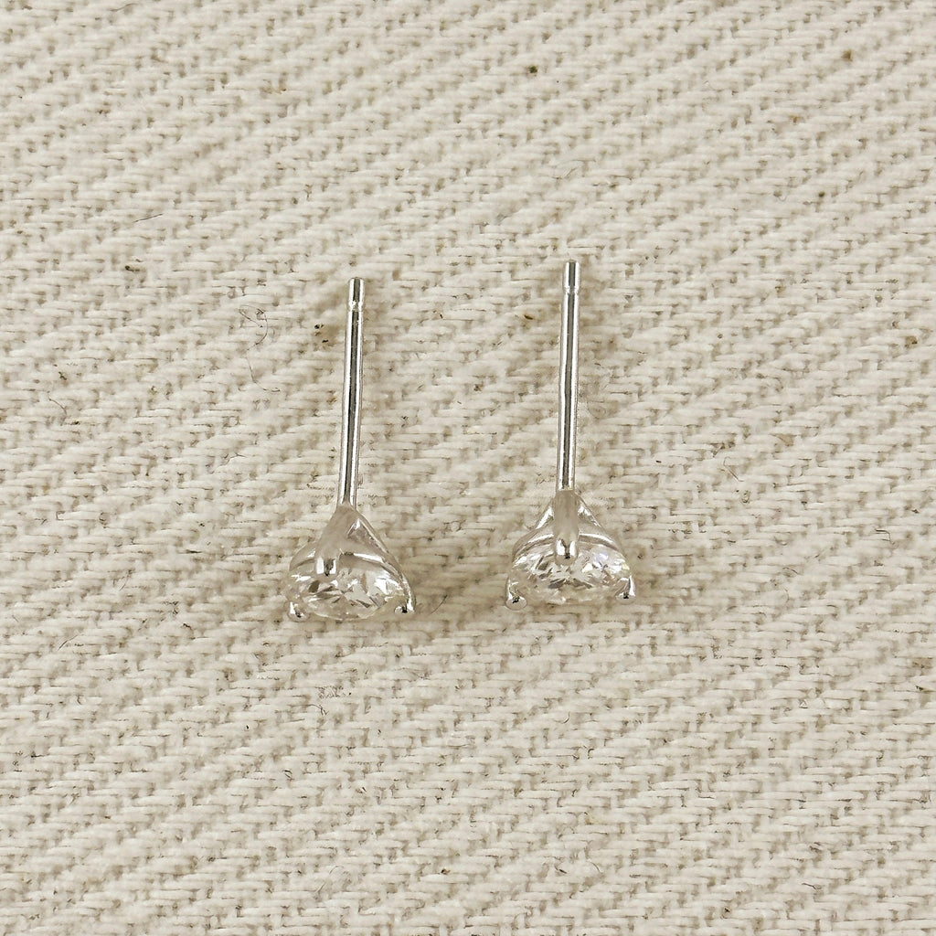 .925 Sterling Silver Rhodium Plated 1.0ct Moissanite Stud Earrings