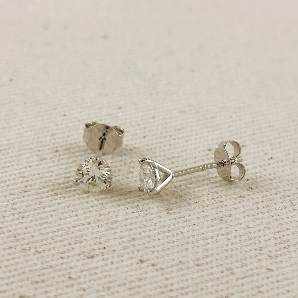 .925 Sterling Silver Rhodium Plated 1.0ct Moissanite Stud Earrings