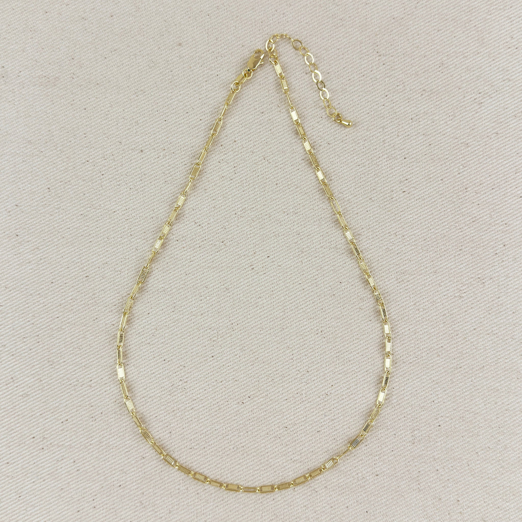 Mondsee 18K Gold Filled Textured Bar Link Necklace | 18k Gold Filled Jewelry