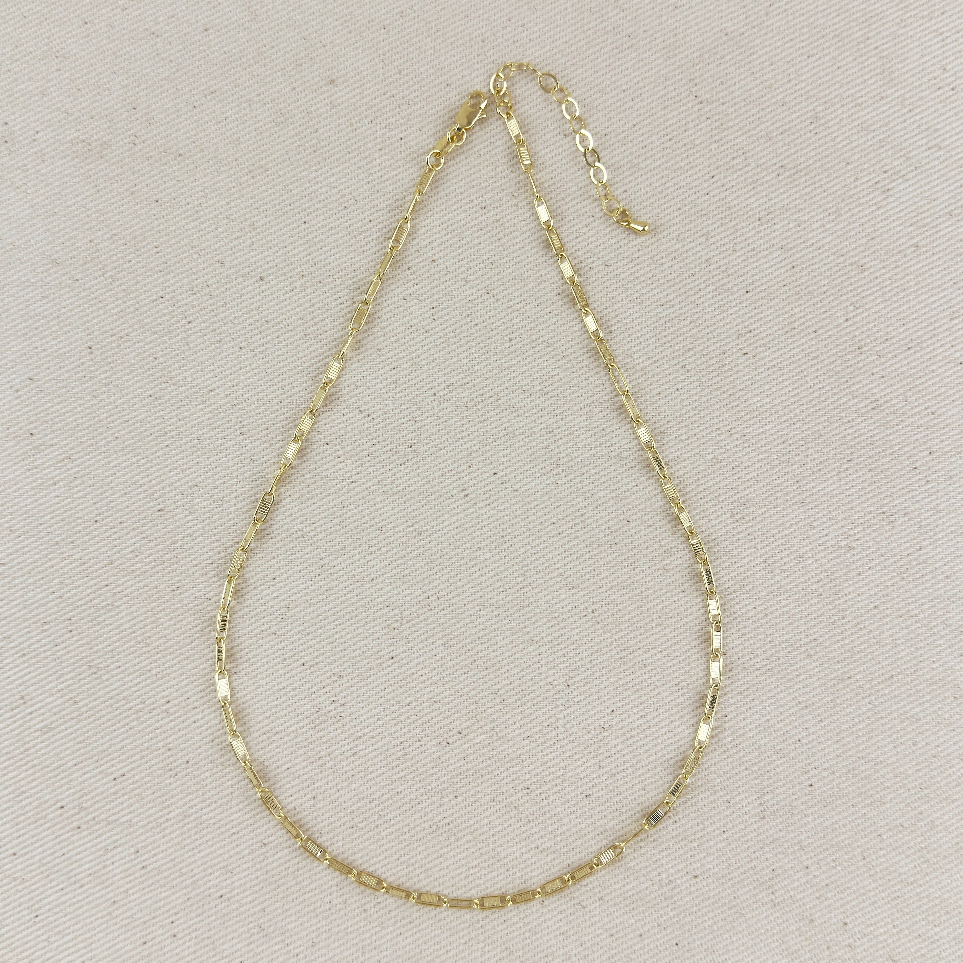 Mondsee 18K Gold Filled Textured Bar Link Necklace | 18k Gold Filled Jewelry