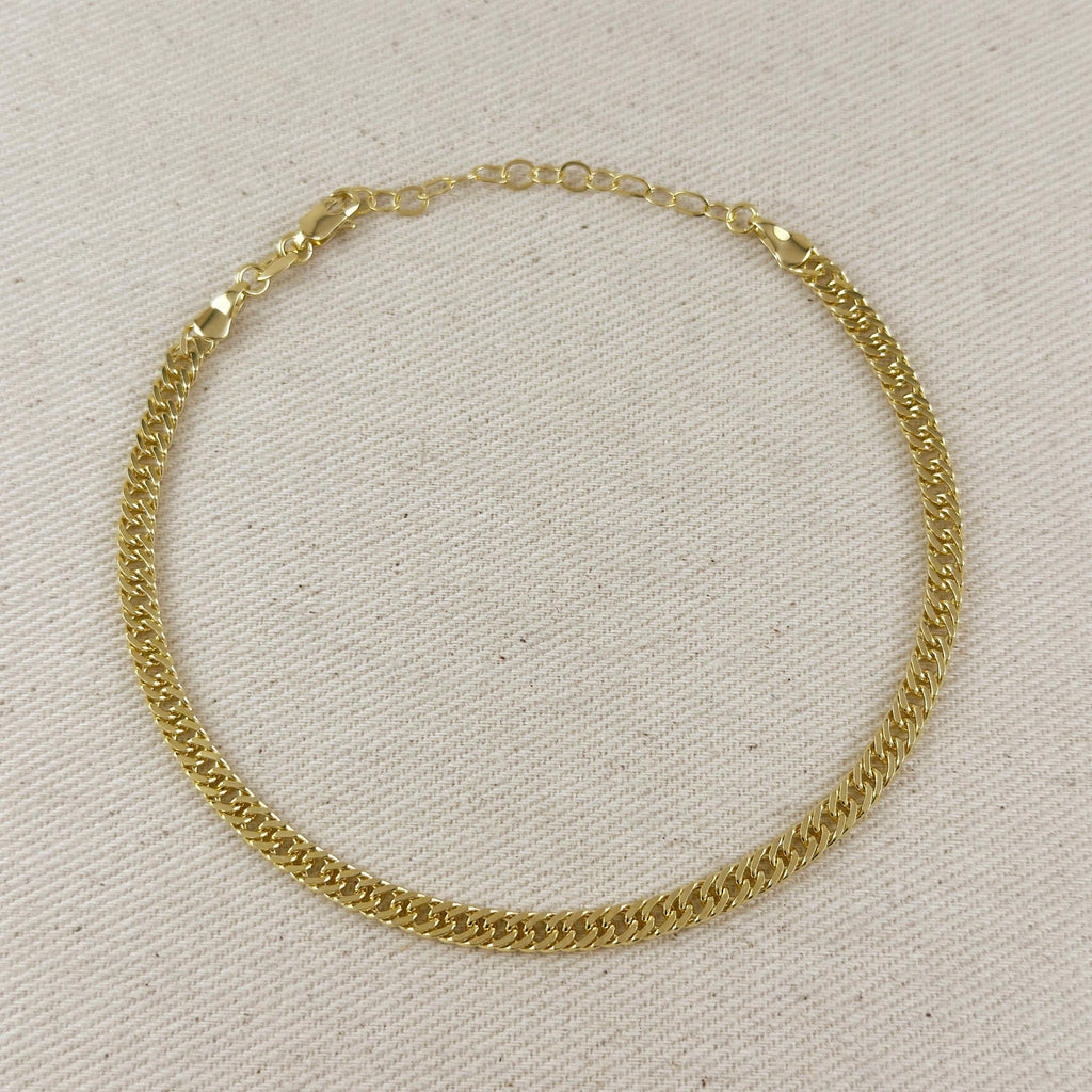 Mondsee 18k Gold Filled Double Cuban Link Chain Anklet | 18k Gold Filled Jewelry
