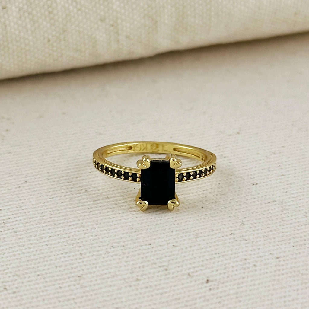 Mondsee 18k Gold Filled Black Solitaire Ring | 18k Gold Filled Jewelry